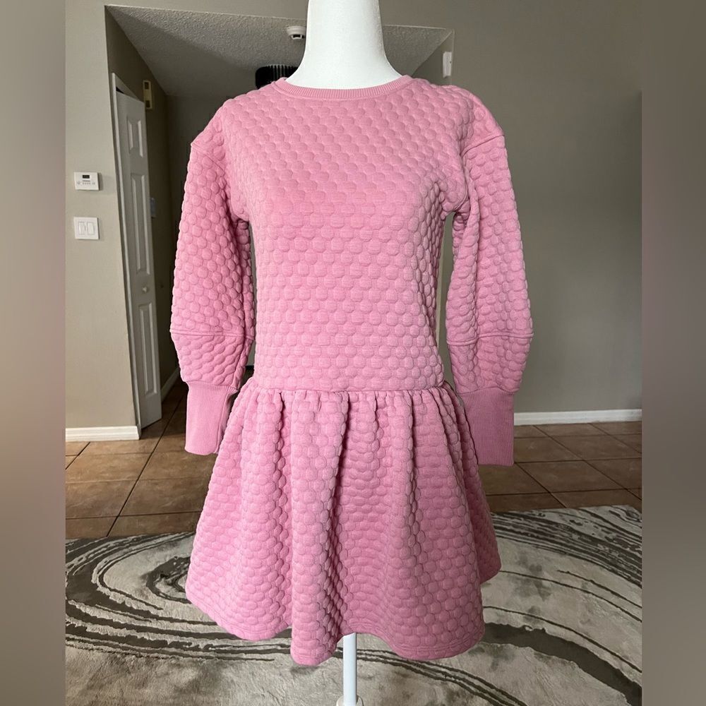 No Added Sugar Girls Long Sleeve Pink Polka Dot Dress